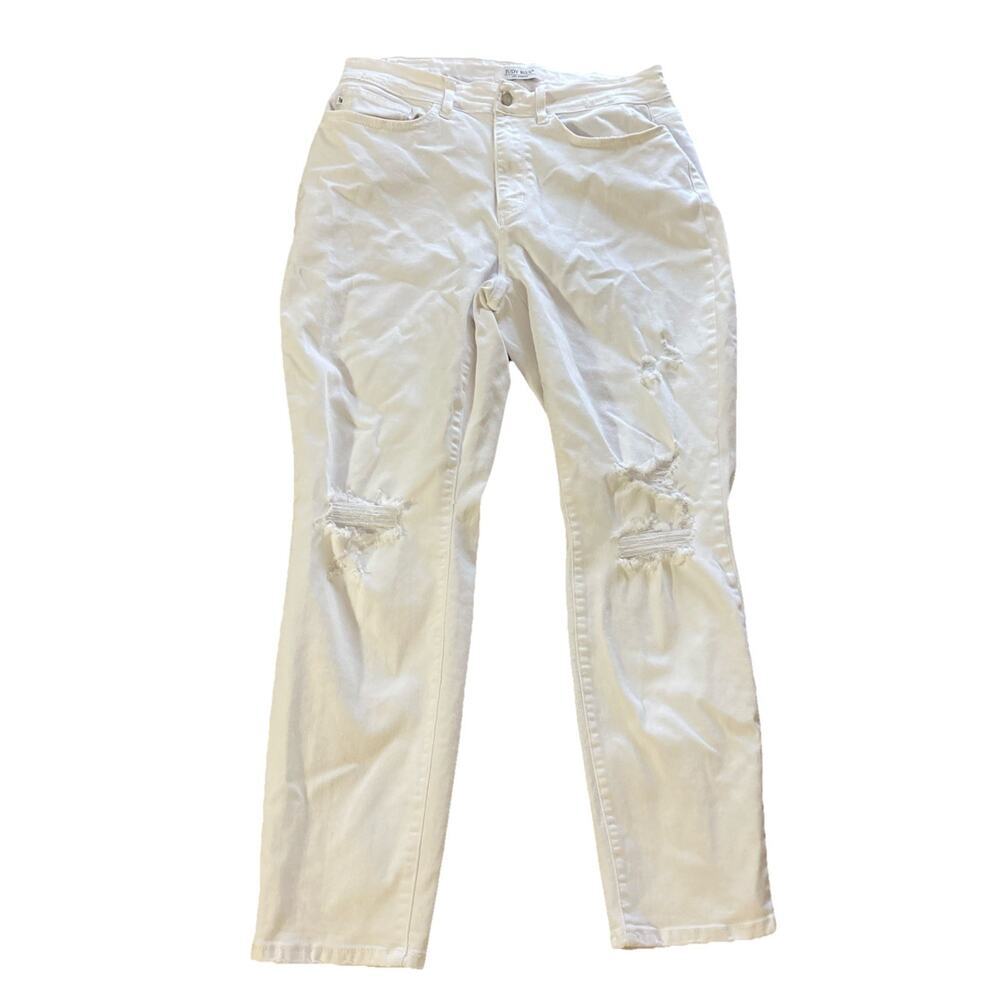 Judy Blue Boyfriend Fit Jeans Distressed Sz 14W White‎ Stretch